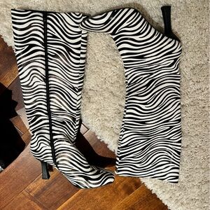 Zebra knee high boots